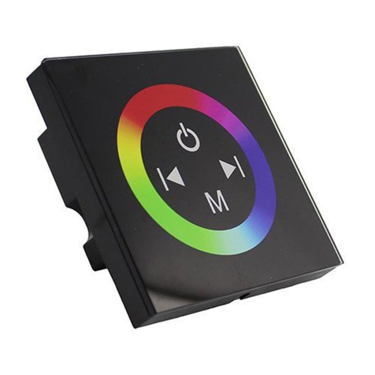 LED RGB spalvos reguliavimo panelė/valdiklis, sieninė, sensorinė, juoda