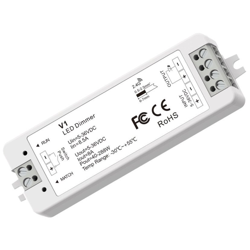 LED maitinimo valdiklis, 5-36V, 8A, nuotolinis valdymas LED maitinimo valdiklis, 5-36V, 8A, nuotolinis valdymas