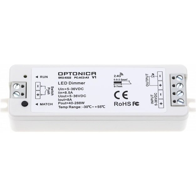 LED maitinimo valdiklis, 5-36V, 8A, nuotolinis valdymas LED maitinimo valdiklis, 5-36V, 8A, nuotolinis valdymas