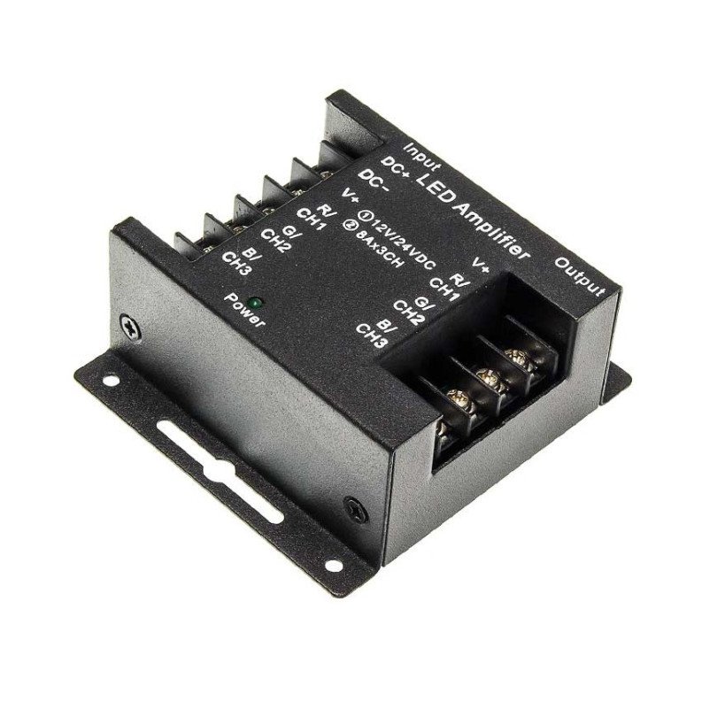LED RGB juostos maitinimo stiprintuvas, 12/24V, 24A