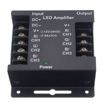 LED RGB juostos maitinimo stiprintuvas, 12/24V, 24A LED RGB juostos maitinimo stiprintuvas, 12/24V, 24A