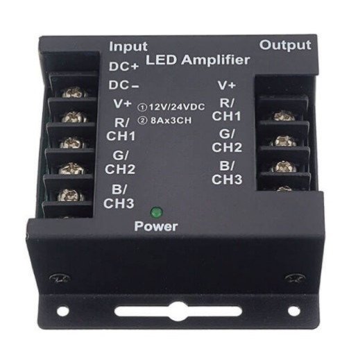 LED RGB juostos maitinimo stiprintuvas, 12/24V, 24A