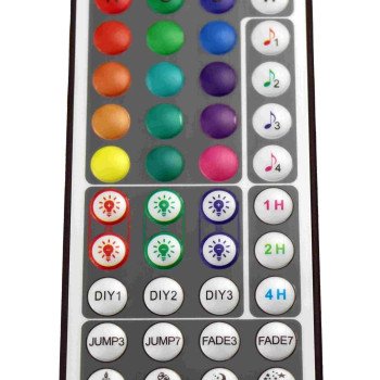 LED RGB Music maitinimo valdiklis, 12-24V, 3 kanalai, su IR pulteliu, 44 mygtukų, Tuya