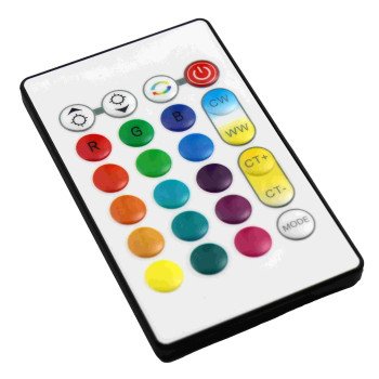 LED RGB CCT maitinimo valdiklis, 12-24V, 5 kanalai, su IR pulteliu, 24 mygtukai, Tuya