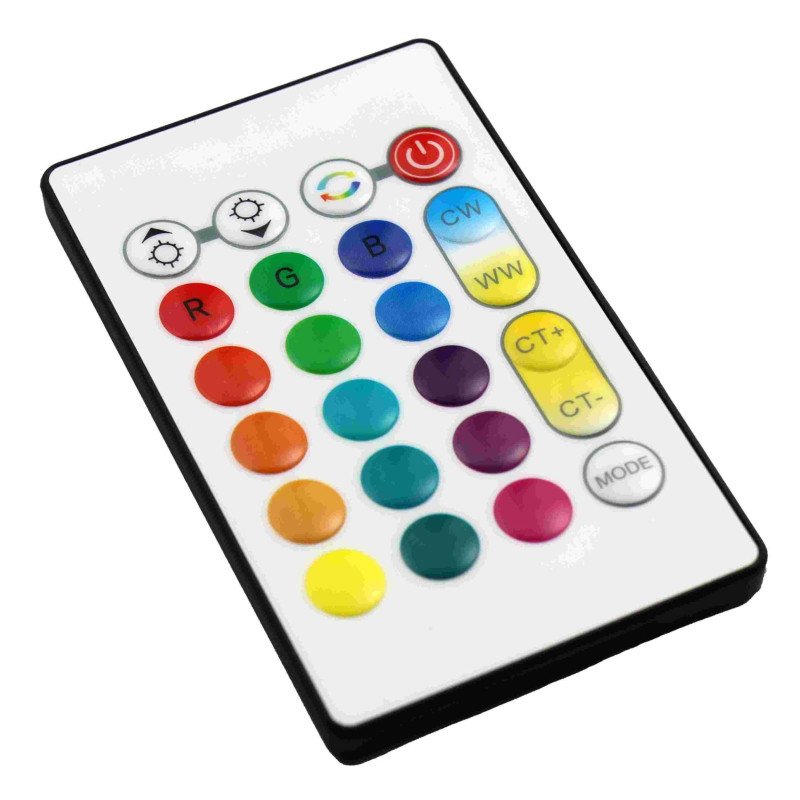 LED RGB CCT maitinimo valdiklis, 12-24V, 5 kanalai, su IR pulteliu, 24 mygtukai, Tuya