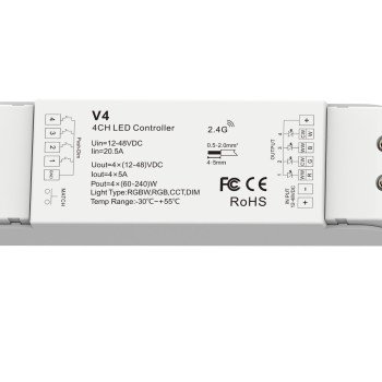 LED pastovios įtampos maitinimo valdiklis, 12-36V, 5A/kan., 4 kanalai, nuotolinis valdymas