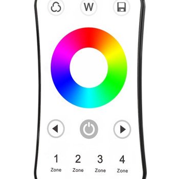 LED RGB/RGBW spalvos reguliavimo pultelis R8, 4 zonos, baltas