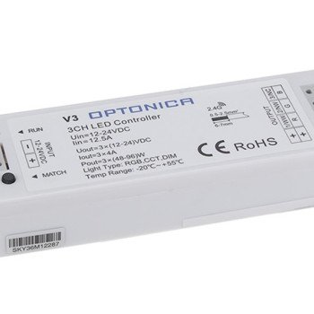 LED RGB pastovios įtampos maitinimo valdiklis, 12-24V, 4A/kan., 3 kanalai