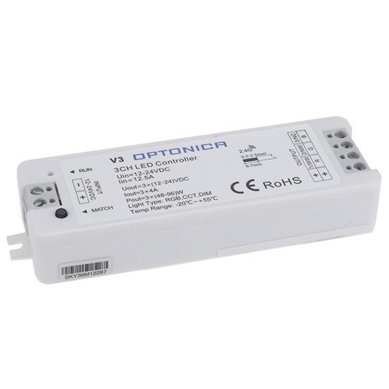 LED RGB pastovios įtampos maitinimo valdiklis, 12-24V, 4A/kan., 3 kanalai LED RGB pastovios įtampos maitinimo valdiklis, 12-24V, 4A/kan., 3 kanalai