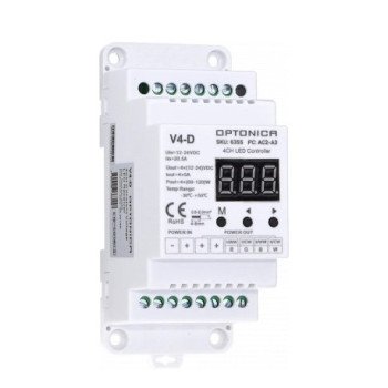 LED pastovios įtampos maitinimo valdiklis, 12-24V, 5A/kan., 4 kanalai