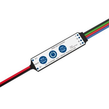 LED RGB pastovios įtampos mini maitinimo valdiklis, 12-24V, 1.5A/kan., 3 kanalai