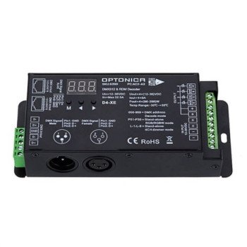 LED DMX pastovios įtampos maitinimo valdiklis, 12-36V, 8A/kan., 4 kanalai