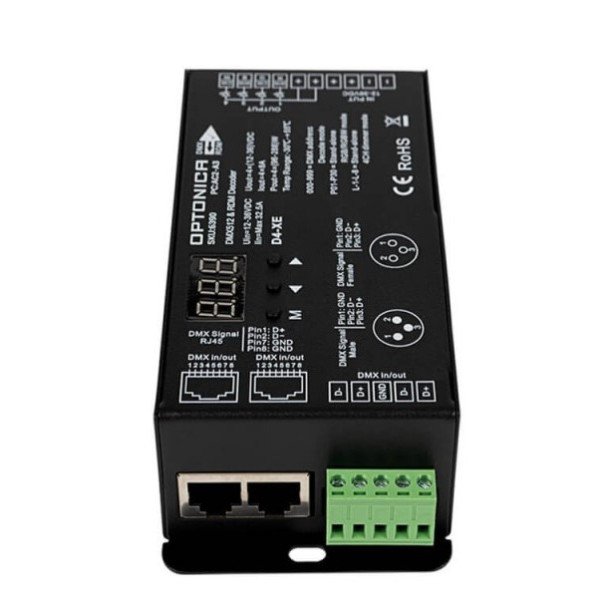 LED DMX pastovios įtampos maitinimo valdiklis, 12-36V, 8A/kan., 4 kanalai LED DMX pastovios įtampos maitinimo valdiklis, 12-36V, 8A/kan., 4 kanalai