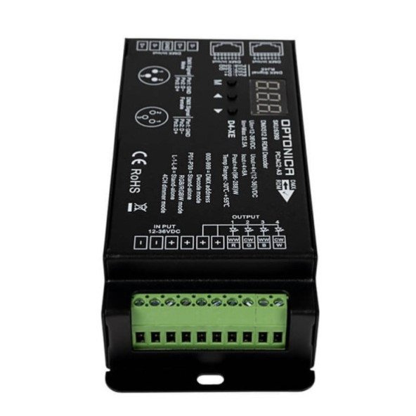 LED DMX pastovios įtampos maitinimo valdiklis, 12-36V, 8A/kan., 4 kanalai LED DMX pastovios įtampos maitinimo valdiklis, 12-36V, 8A/kan., 4 kanalai