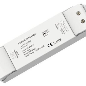 LED pastovios įtampos maitinimo kartotuvas, 12-24V, 15A, 1 kanalas