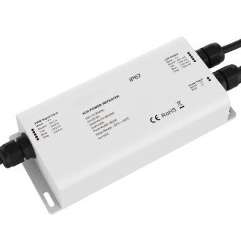 LED pastovios įtampos maitinimo kartotuvas, 12-36V, 5A/kan., 4 kanalai, vandeniui atsparus