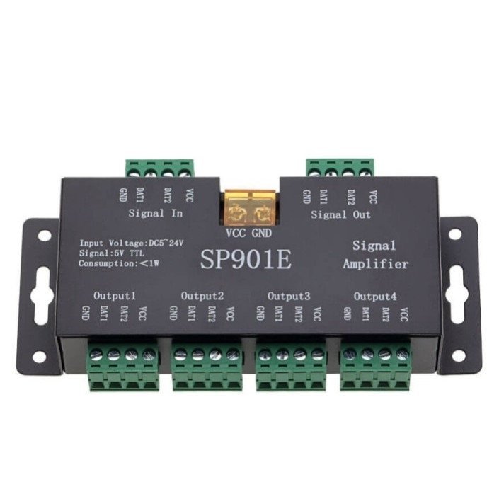 LED SPI stiprintuvas SP901E, 5-24V, 2x4 SPI LED SPI stiprintuvas SP901E, 5-24V, 2x4 SPI
