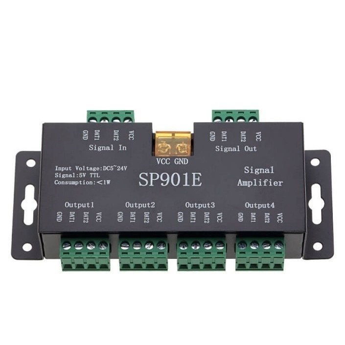 LED SPI stiprintuvas SP901E, 5-24V, 2x4 SPI
