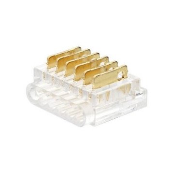 6 kontaktų užspaudžiamas sujungimas juosta-laidas LED SMD juostai 12mm 6 kontaktų užspaudžiamas sujungimas juosta-laidas LED SMD juostai 12mm