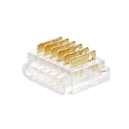 6 kontaktų užspaudžiamas sujungimas juosta-laidas LED SMD juostai 12mm 6 kontaktų užspaudžiamas sujungimas juosta-laidas LED SMD juostai 12mm