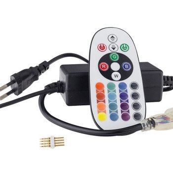 LED Flex Neon RGB juostos maitinimo valdiklis, su IR pulteliu ir 0.5m maitinimo laidu