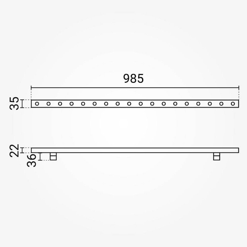 LED sieninis šviestuvas, pailgas, juodas, 18W, šilta balta šviesa