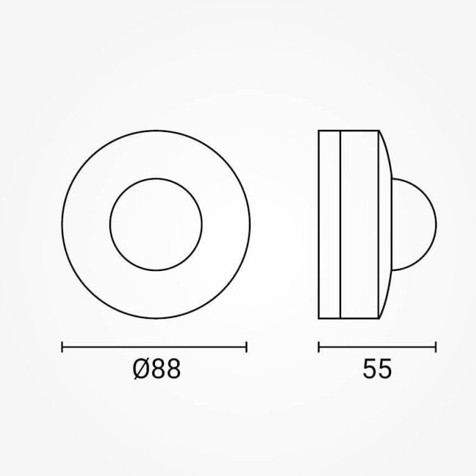PIR daviklis, 16m, 360°, baltas