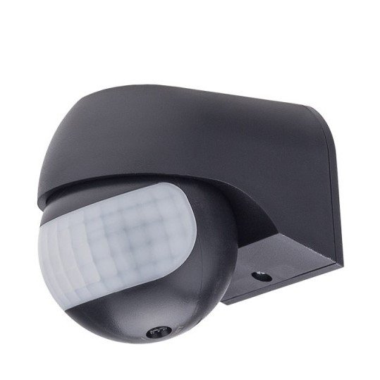 PIR daviklis, 12m, 180°, IP54, juodas PIR daviklis, 12m, 180°, IP54, juodas