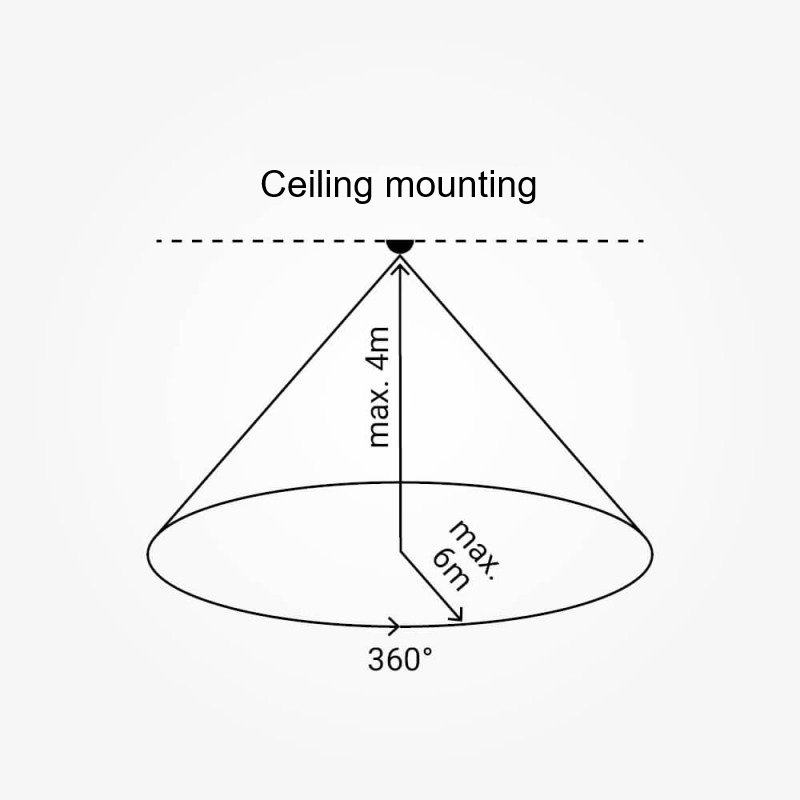 PIR daviklis, 8m, 360°, baltas