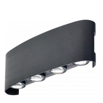 LED sieninis šviestuvas, juodas, 8W, šilta balta šviesa
