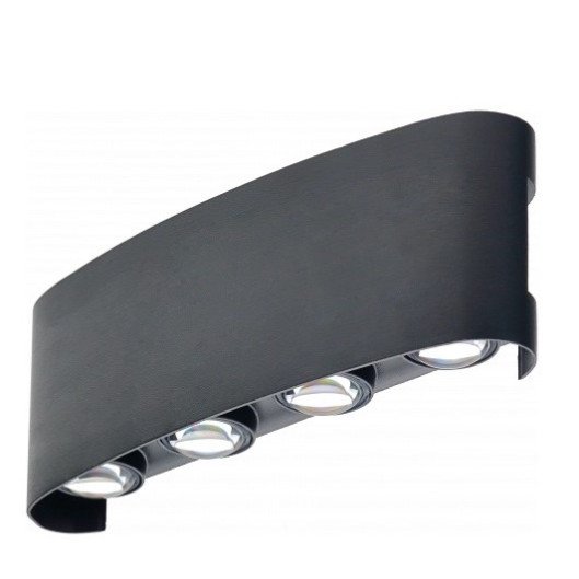 LED sieninis šviestuvas, juodas, 8W, šilta balta šviesa