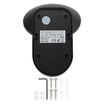LED sieninis šviestuvas, juodas, apvalus, pasukamas, 12W, šilta balta šviesa
