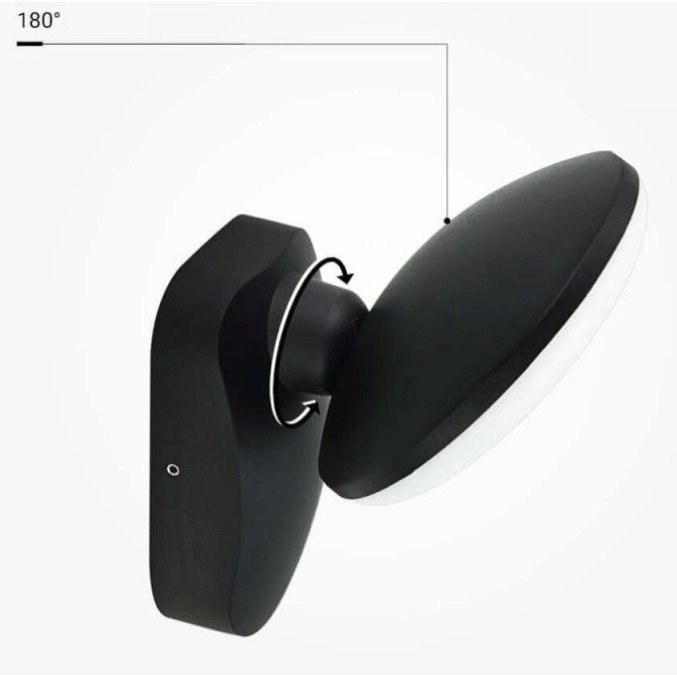 LED sieninis šviestuvas, juodas, apvalus, pasukamas, 12W, šilta balta šviesa LED sieninis šviestuvas, juodas, apvalus, pasukamas, 12W, šilta balta šviesa