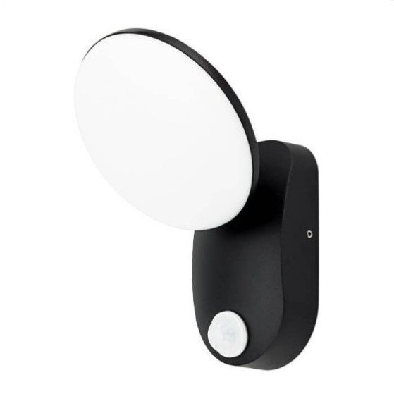 LED sieninis šviestuvas, juodas, apvalus, pasukamas, PIR jutiklis, 12W, šilta balta šviesa LED sieninis šviestuvas, juodas, apvalus, pasukamas, PIR jutiklis, 12W, šilta balta šviesa