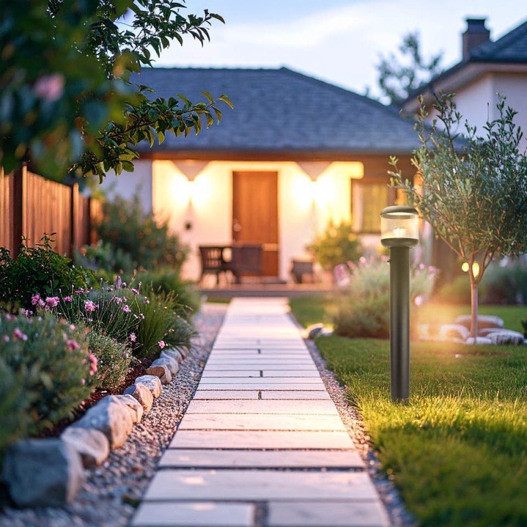 LED vejos lempa, 75cm, PIR jutiklis, tamsiai pilka LED vejos lempa, 75cm, PIR jutiklis, tamsiai pilka