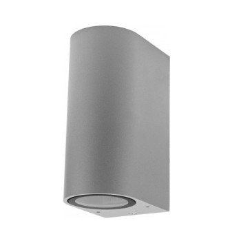 LED sieninis šviestuvas, sidabrinis, cilindrinis, 2 lizdai, Max 35W