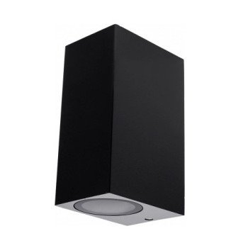 LED sieninis šviestuvas, juodas, stačiakampis, 2 lizdai, Max 35W