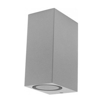 LED sieninis šviestuvas, sidabrinis, stačiakampis, 2 lizdai, Max 35W