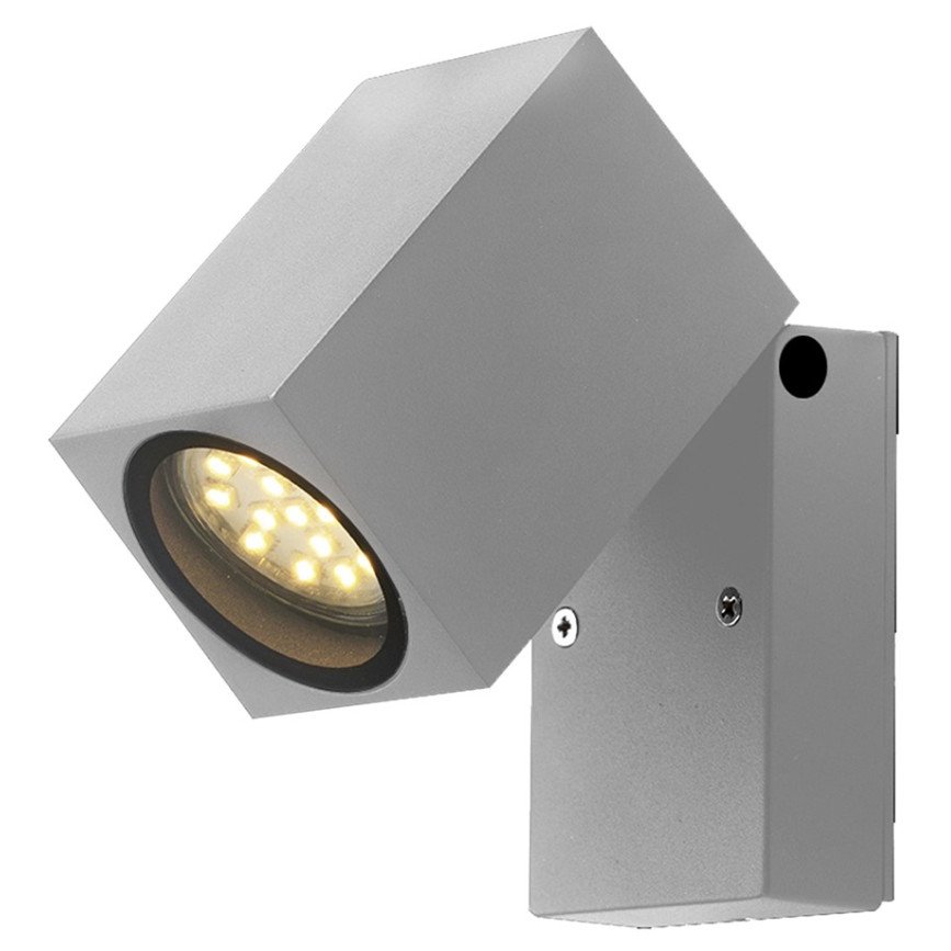 LED sieninis šviestuvas, sidabrinis, stačiakampis, 1 lizdas, Max 35W