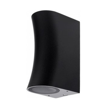 LED sieninis šviestuvas, juodas, cilindrinis, lenktas, 2 lizdai, Max 35W