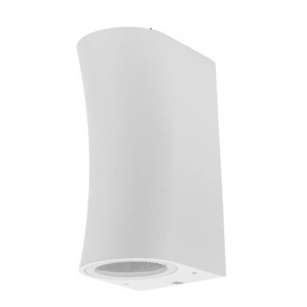 LED sieninis šviestuvas, baltas, cilindrinis, lenktas, 2 lizdai, Max 35W