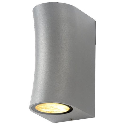 LED sieninis šviestuvas, sidabrinis, cilindrinis, lenktas, 2 lizdai, Max 35W LED sieninis šviestuvas, sidabrinis, cilindrinis, lenktas, 2 lizdai, Max 35W