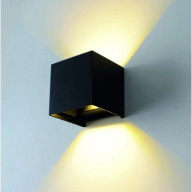 LED sieninis šviestuvas, juodas, kvadratinis, reguliuojamas spindulys, 6W, neutrali balta šviesa