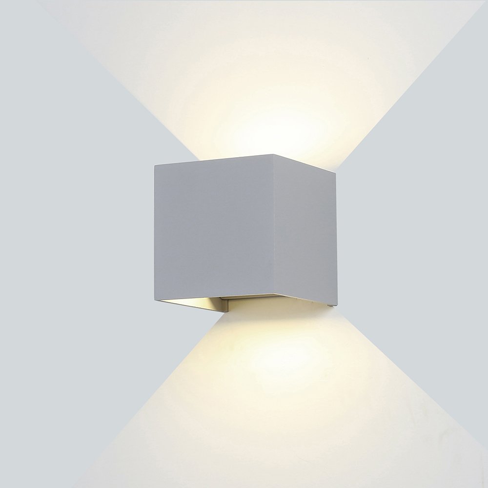 LED sieninis šviestuvas, pilkas, kvadratinis, reguliuojamas spindulys, 6W, neutrali balta šviesa