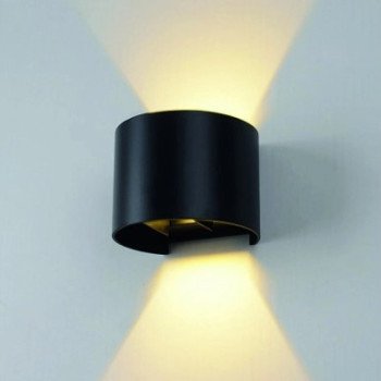 LED sieninis šviestuvas, juodas, apvalus, reguliuojamas spindulys, 6W, šilta balta šviesa
