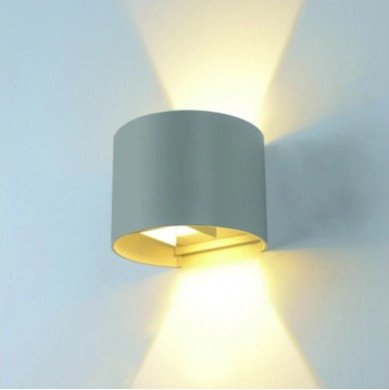 LED sieninis šviestuvas, pilkas, apvalus, reguliuojamas spindulys, 6W, šilta balta šviesa