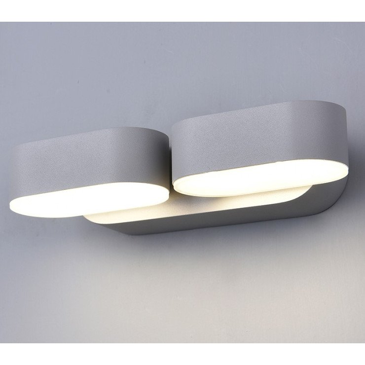 LED sieninis šviestuvas, pilkas, pasukamas, 12W, neutrali balta šviesa