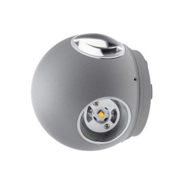 LED sieninis šviestuvas, pilkas, apvalus, 4 LEDai, 4W, šilta balta šviesa