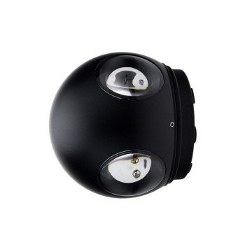 LED sieninis šviestuvas, juodas, apvalus, 4 LEDai, 4W, neutrali balta šviesa