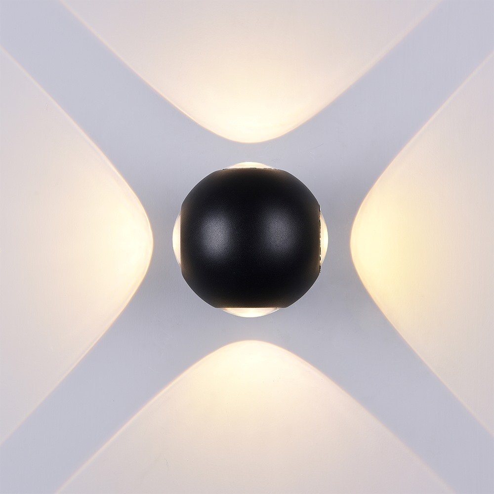 LED sieninis šviestuvas, juodas, apvalus, 4 LEDai, 4W, neutrali balta šviesa
